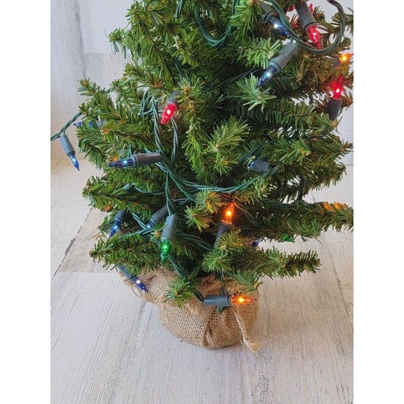 Mini multicolor Christmas tree burlap sack home decor figure - Picture 7 of 11